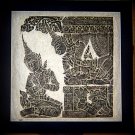 VINTAGE ORIGINAL THAILAND TEMPLE STONE RUBBING BLACK INK #4
