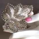 STUNNING BRILLIANT CHUNKY ART DECO CRYSTAL RHODIUM PLATED BROOCH