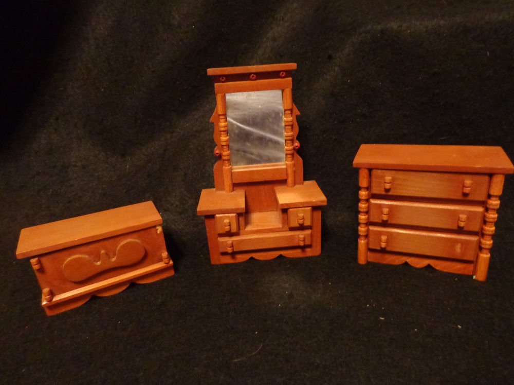 Dollhouse Miniature Furniture 3 Pieces Heavy Sturdy Pieces Drawers Open