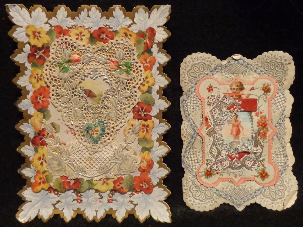 Vintage Valentine Cards Two in Lot Lacy Valentines