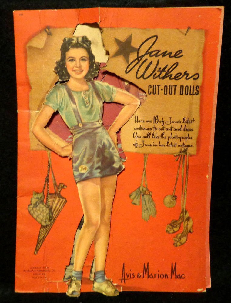 Jane Withers Paper Dolls Whitman 1940 Vintage Paper Dolls Partially Cut