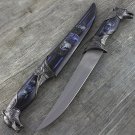 13" WOLF HEAD DAGGER KNIFE w/ COLLECTOR'S SHEATH Fantasy Steel Hunting Blade