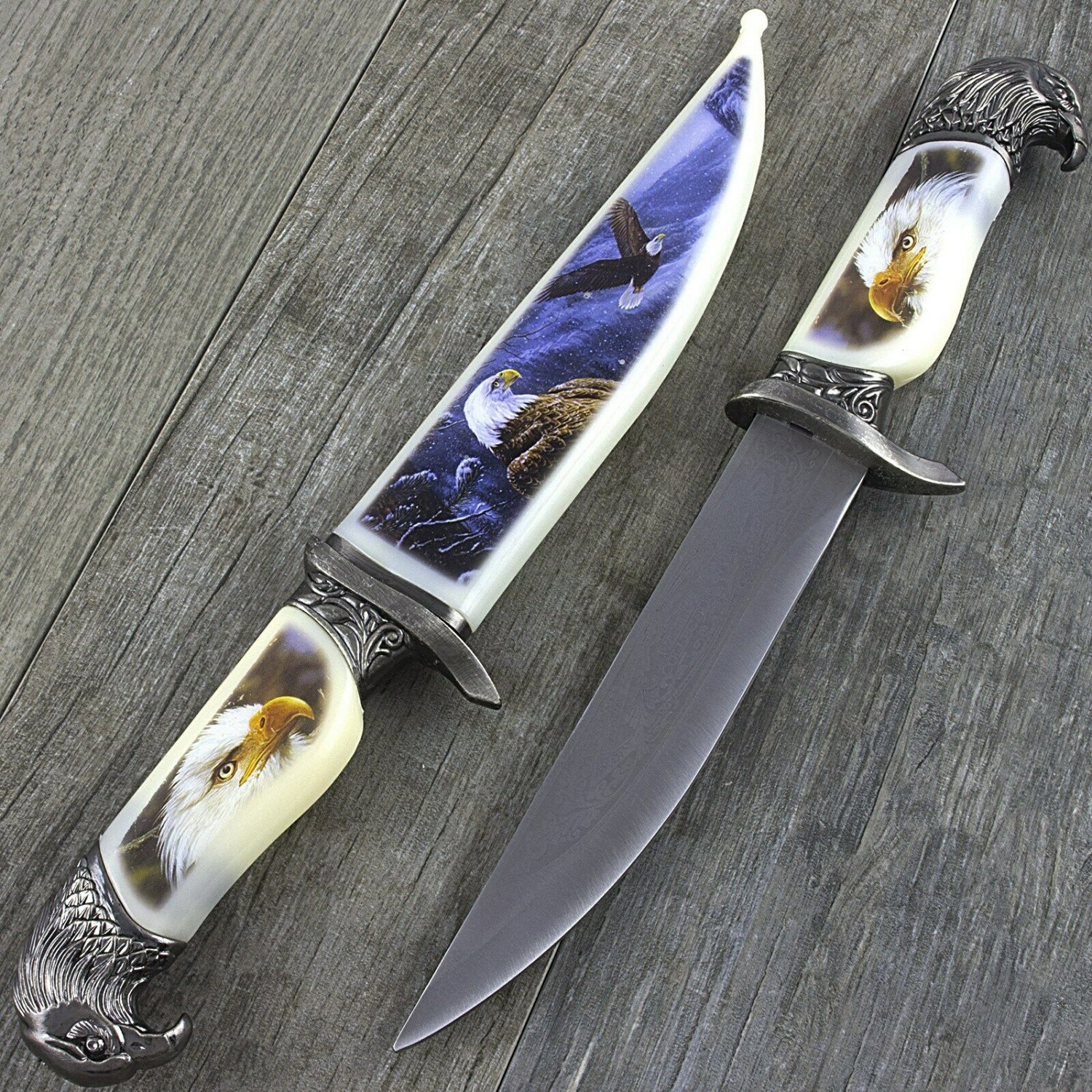 13" BALD EAGLE DAGGER KNIFE w/ COLLECTOR'S SHEATH Fantasy Steel Hunting