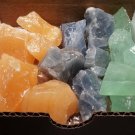 3 Calcite Collection 1/2 LB Natural Blue Orange Green Mineral Specimens