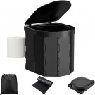 Portable Camping Toilet, Folding Toilet for Adults with Lid and Toilet Paper Holder