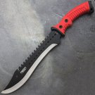 16" FULL TANG RED SHARPENED MACHETE KNIFE w/ SHEATH Hunting Survival Fixed Blade