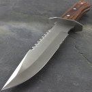 11.25" LARGE WOOD HANDLE HUNTING KNIFE w/ SHEATH Fixed Blade Survival Combat