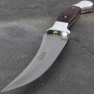 9" FULL TANG WOOD HANDLE HUNTING KNIFE w/ LEATHER SHEATH Bowie Survival Skinning