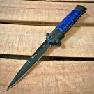 9" Tactical Blue Spring Assisted Open Blade Folding EDC Pocket Knife with Clip