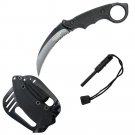 8" Tactical BLACK KARAMBIT CLAW Fixed Blade Hunting Survival Knife With Sheath