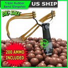 Slingshot CAMOUFLAGE + 200 BIODEGRADABLE CLAY AMMO Balls 3/8" Catapult Powerful