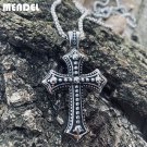 MENDEL Mens Biker Catholic Cross Pendant Necklace For Men Ashes Stainless Steel