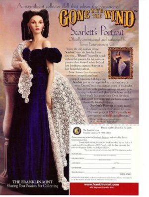 The Franklin Mint SCARLETT Portrait GWTW Doll Ad Page
