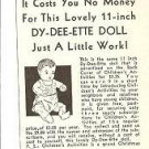 Tiny 1938 Vintage Print Ad for Effanbee Dy-Dee/ette Baby Doll~1930s