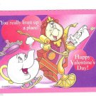 Vintage Valentine Greeting Card~Cute Anthropomorphic Teapot,Clock, Candlestick