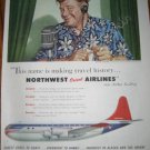 50s Vintage Northwest Airlines Ad~Arthur Godfrey~Travel