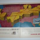 50s American Airlines Transportation US Air Travel Flagships Route Map Ad~1951