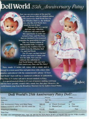 2001 Effanbee 25th Anniversary Patsy & Wee Doll Ad