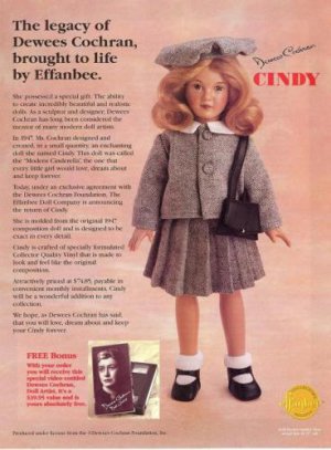 1998 Effanbee CINDY by Dewees Cochran Repro Doll Ad