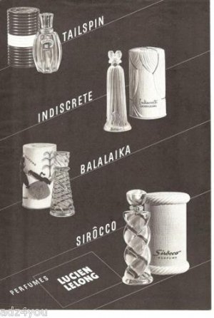 Lucien Lelong Indiscrete,Sirocco Etc Perfume Bottle Ad