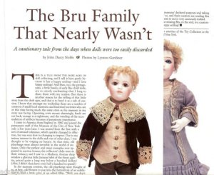 1994 Article/Pics/Info on Antique Bru bebe dolls~Bru Family That Nearly Wasn't