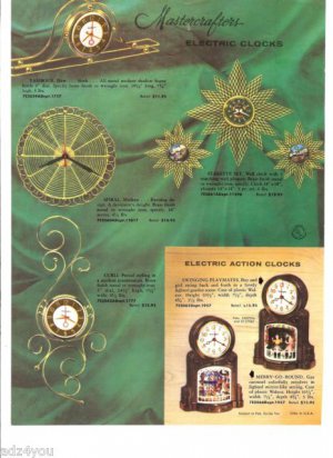 1957 Mastercrafters Electric Motion/Action Clocks Ad Page~Swinging Playmates +