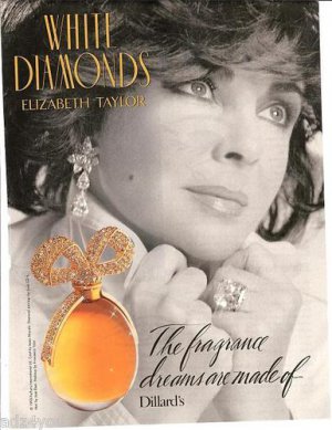 1993 Elizabeth/Liz Taylor White Diamonds Fragrance Dillard's Perfume Ad Page