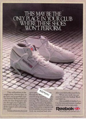 1986 Reebok Workout Shoes with Outstanding Support Ad