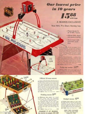 1973 NHL Pro-Stars Hockey,Soccer Table Games Catalog Ad Page~Great Go-Along! 70s