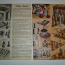 1974 Vintage Ad Pages for Classic Chess Sets/Games~King Arthur,Henry,Staunton,+