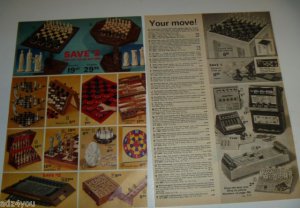 1975 Vintage Ad Pgs for Classic Chess Sets/Games~King Arthur,Florentine,Gothic
