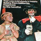 1975 Caifornia Raisins Fruit Treats for Halloween Print Ad~Indian etc Costume