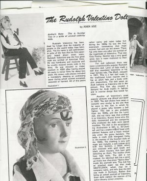 1980 Article/Ad/Pics/Info on Rudolph Valentino Doll
