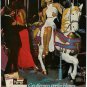 1978 Gentlemen prefer Hanes Pantyhose Ad~Pretty Lady on Carousel Horse Ride~70s