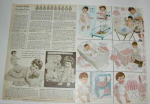1960 Vintage A.C.Toodles & TINY TEARS Doll/Accessories Catalog Ad Pgs~1960s