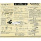 1961 LINCOLN Eight Auto Tune-Up Chart '61