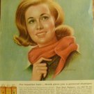 1963 Vintage BRECK Shampoo Beautiful Hair Ad~Pretty girl with Red Scarf~1960s
