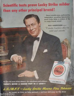1950 Lucky Strike Cigarettes Ad~Rex Harrison~Scientific