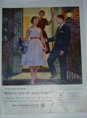 1960s Bell Telephone Rates Ad~Her First Prom~Gentleman
