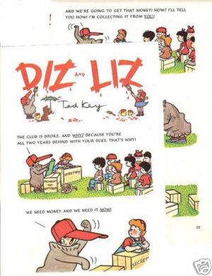 1960s Diz and Liz by Ted Key Cartoon Pages~Club Dues