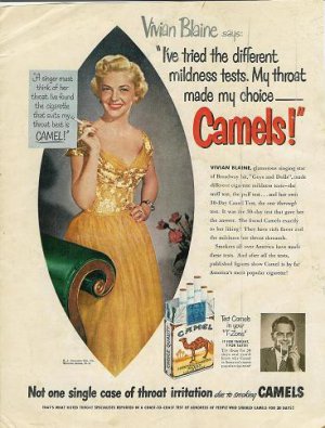 1951 Camel Cigarette Ad~Singing Star Vivian Blaine