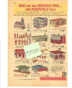 1950s Woolworth PLASTICVILLE Plastic Toys/Kits Ad Copy~50's