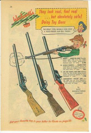 1950s Daisy Toy Guns Ad ~ 4 Pictured w/Prices Listed