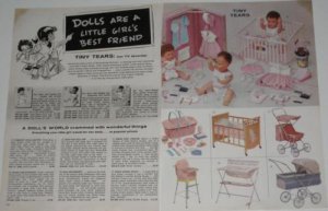 1950s A.C. TINY TEARS Doll/Accessories Catalog Ad~1957