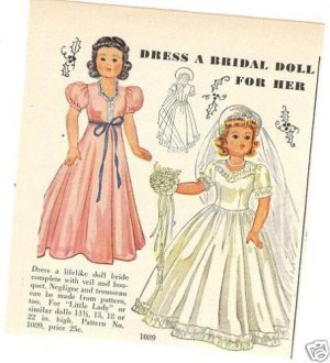 1949 Little Lady Bride etc Doll Pattern Ad/Advertisemnt