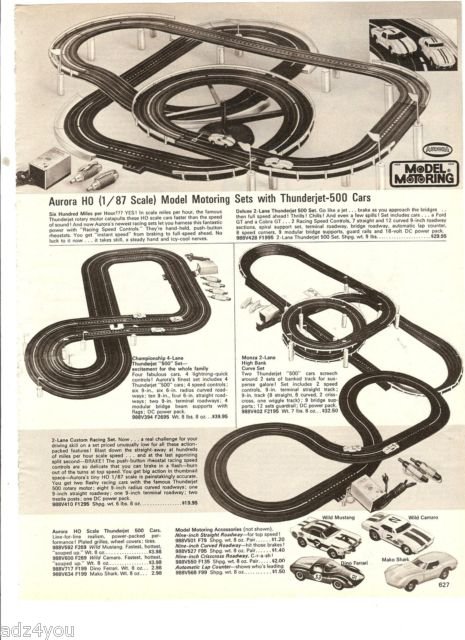 1970 Vintage Catalog Ad Page for AURORA Model Motoring Race Sets ...