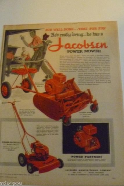 1955 Jacobsen Manor,Power-Propelled Rotary Mower,Riding Sulky ...