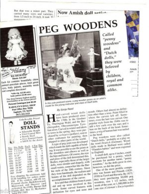 Interesting 1990 Vintage Article/Information on Peg (Penny/Dutch) Wooden Dolls