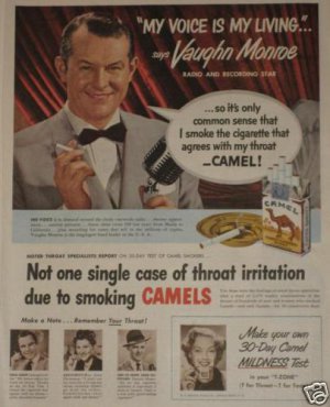 1950 Camel Cigarette Ad~Vaughn Monroe Singer Band Leader~My Voice is My Living!