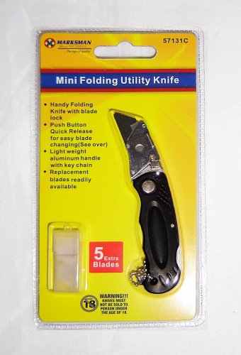 4'' FOLDING UTILITY POCKET LOCK BACK SAFE CUTTING KNIFE WITH 5 EXTRA BLADES